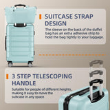 SHOWKOO Luggage Sets with Bags Expandable 100% PC Durable Suitcase Double Wheels TSA Lock 5pcs Mint Green