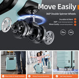 SHOWKOO Luggage Sets with Bags Expandable 100% PC Durable Suitcase Double Wheels TSA Lock 5pcs Mint Green