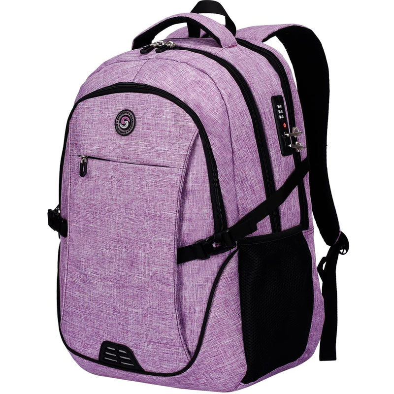 SHRRADOO Anti Theft Laptop Backpack Travel Backpacks with Combination Lock for Women Men High School College Backpack Computer Bag Fits 17 Inch Laptop,Purple
