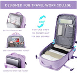 SHRRADOO Travel Laptops Backpack for Women Men, Casual Work Bag 17inch High School College Backpack Airline Approved Backpack for Hiking Business (Light Purple)