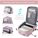 SHRRADOO Travel Laptops Backpack for Women Men, Casual Work Bag 17inch High School College Backpack Airline Approved Backpack for Hiking Business (Pink khaki)
