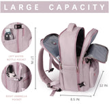 SHRRADOO Travel Laptops Backpack for Women Men, Casual Work Bag 17inch High School College Backpack Airline Approved Backpack for Hiking Business (Pink khaki)