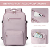 SHRRADOO Travel Laptops Backpack for Women Men, Casual Work Bag 17inch High School College Backpack Airline Approved Backpack for Hiking Business (Pink khaki)