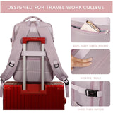 SHRRADOO Travel Laptops Backpack for Women Men, Casual Work Bag 17inch High School College Backpack Airline Approved Backpack for Hiking Business (Pink khaki)