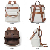 Shrrie 15.6 inch Laptop Backpack for Women,Large Leather Backpack Purse,Travel,Carry on,Water Resistant Casual Laptop Backpacks,College Backpack,Work Backpack for Women,Beige with Brown