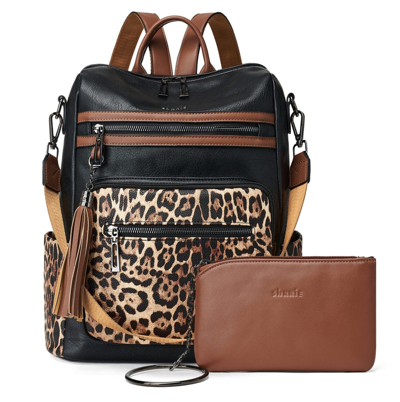 Shrrie Backpack Purse for Women Leather Backpack Fashion Designer Travel Backpack Convertible Shoulder Bag