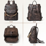 Shrrie Laptop Backpack for Women 15.6 inch,Travel Leather Backpack Purse Nurse Teacher Carry on Backpack Computer Bag,Professional Water - Resistant College Business Work Casual Daypack,Two - toned Coffee