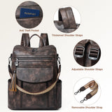Shrrie Laptop Backpack for Women 15.6 inch,Travel Leather Backpack Purse Nurse Teacher Carry on Backpack Computer Bag,Professional Water - Resistant College Business Work Casual Daypack,Two - toned Coffee