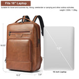 Shrrie Leather Laptop Backpack for Women and Men,28 L Travel Backpack Computer Bag Fits 16 inch Laptop,Expandable Casual Daypack with USB Port for Work Business Weekender College,Brown