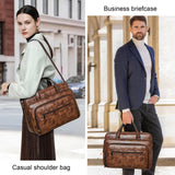 Shrrie Leather Messenger Bag for Men&Women 17 Inch Vegan Leather Laptop Bag,Water - Resistant Large Shoulder Satchel Office,Work