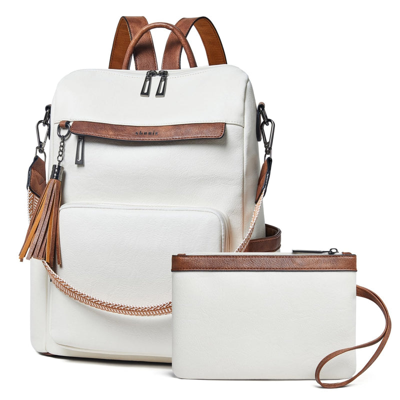 Shrrie Vegan Leather Laptop Backpack for Women 15.6 inch Work Backpack Fashion Travel Backpack Purse for Travel College Work