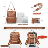 Shrrie Vegan Leather Laptop Backpack for Women 15.6 inch Work Backpack Fashion Travel Backpack Purse for Travel College Work