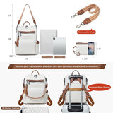 Shrrie Vegan Leather Laptop Backpack for Women 15.6 inch Work Backpack Fashion Travel Backpack Purse for Travel College Work