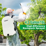 SideKing Battery Powered Backpack Sprayer 4 Gallon, Powerful Electric Garden Sprayer with 12V Rechargeable Battery, Telescopic Wand with Trigger - Lock and 4 Mist Nozzles (Charger Included)