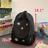 SIFRTOA Grunge Backpack with Adorable Accessory Aesthetic Backpack Cute Backpacks Waterproof (Black)