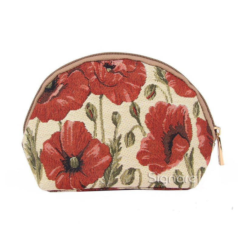 Signare Tapestry Cosmetic Bag Toiletry Makeup Bag for Women With Poppy Flower Design (COSM - POP)