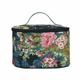 Signare Tapestry Toiletry Bag Makeup Organizer bag for Women with Peony Flower in Black Background Design (TOIL - PEO)