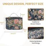 Signare Tapestry Toiletry Bag Makeup Organizer bag for Women with Peony Flower in Black Background Design (TOIL - PEO)