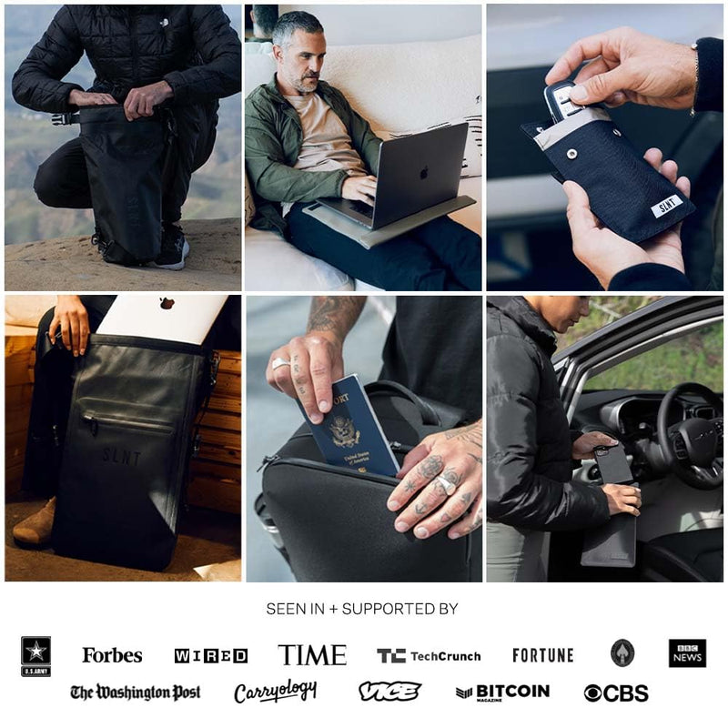 Silent Pocket Essentials Backpack with SLNT Faraday Laptop Sleeve - Signal Blocking, Protects Data & Devices Against Identity Theft - Great for Work, Travel, Hiking, Daily Commute
