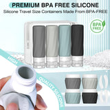 Silevoler 14pack Travel Bottles for Toiletries, TSA Approved Travel Size Toiletries Containers Set, Premium Silicone Leak Proof Refillable Squeezable & Creams jars Accessories Kit W/Clear Bag (Gray)