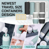Silevoler 14pack Travel Bottles for Toiletries, TSA Approved Travel Size Toiletries Containers Set, Premium Silicone Leak Proof Refillable Squeezable & Creams jars Accessories Kit W/Clear Bag (Gray)