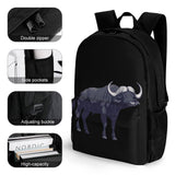 Silhouette of Buffalo Backpack with Pocket Travel Daypack Laptop Lightweight Gear Bag for Office Commute Travel