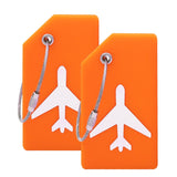 Silicone Luggage Tag with Name ID Card Perfect to Quickly Spot Luggage Suitcase (Plane 2Pcs Orange) | Backpacks4Less