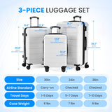 Simple Deluxe 28 Inch Hardside Carry On Luggage, Suitcase with Double Spinner Wheels & TSA Lock, Hard Shell Suitcase, Expandable Rolling Lightweight Luggage, White