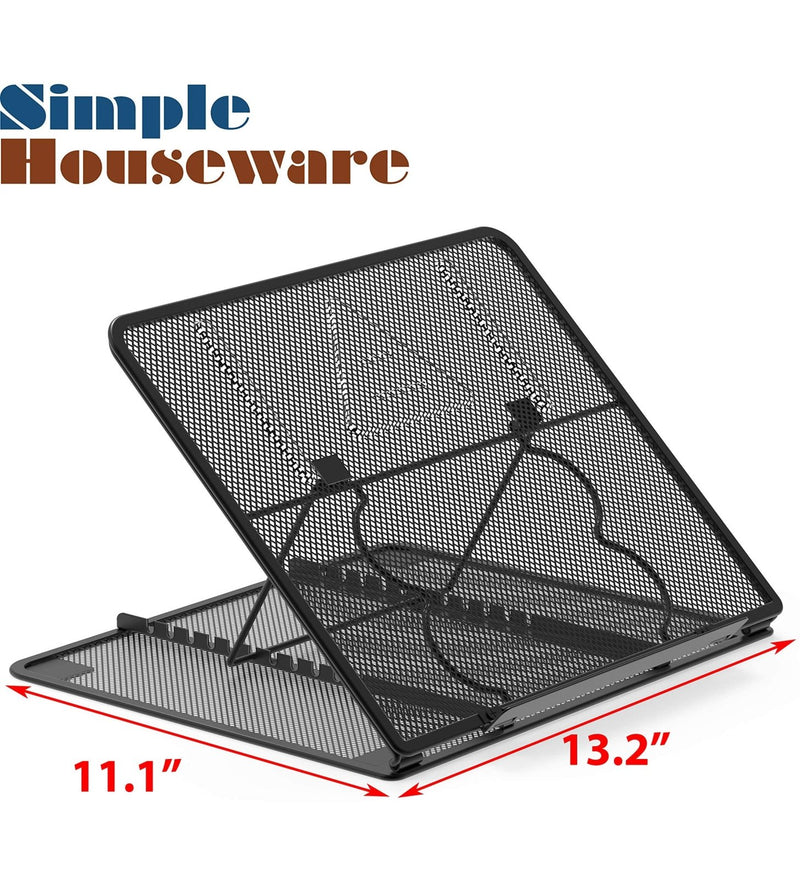 Simple Houseware Mesh Laptop Stand with 11 - Levels Adjustable Ventilated Computer Holder, Black