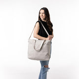 Simple Modern Tote Bag for Women | Large Water - Resistant Laptop Purse with Compartments and Zipper Top | Shoulder Bag with Crossbody Strap and Pockets for Work, Travel & School | Almond Birch