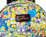Simpsons All Over Character Print Women's Mini Backpack With Pom Zipper Pull Wallet Tote Bag