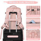 Sinaliy Large Travel Backpack for Women, 40L Travel Bag Personal Item Size, Laptop Backpacks, Waterproof Carry On Backpack with Packing Cubes for College Business Hiking Work Essentials, Pink