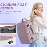 Sinaliy Travel Backpack, Carry on Flight Approved Backpack with Multi - Pockets, TSA Waterproof 17.3inch Laptop Backpack, Personal Item Travel Bag for Men Women, Light Purple