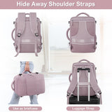 Sinaliy Travel Backpack, Carry on Flight Approved Backpack with Multi - Pockets, TSA Waterproof 17.3inch Laptop Backpack, Personal Item Travel Bag for Men Women, Light Purple