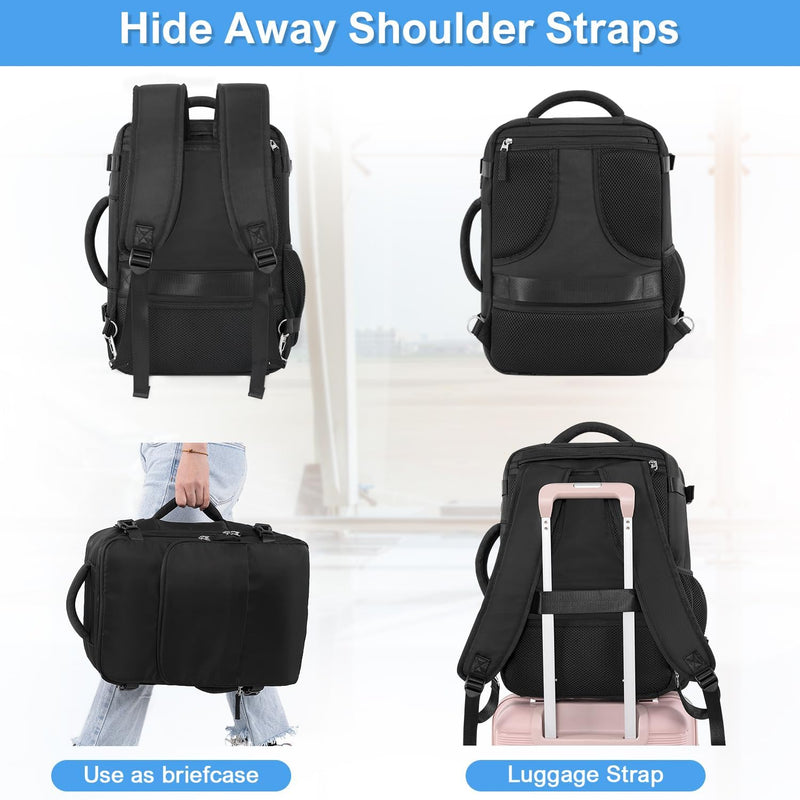 Sinaliy Travel Backpack for Men Women, Personal Item Travel Bag with Multi - Pockets, Airline Approved Carry on Backpack Fits 16inch Laptop, Waterproof Casual Backpack for College,Travel, Work