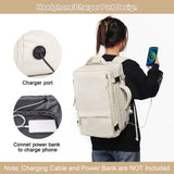 Sinaliy Travel Backpack for Women, Expandable 40L Carry on Flight Approved Backpack, 17 Inch Laptop Waterproof Travel Bag for College, Travel, Work, Beige