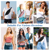 SINNO Large Fanny Pack for Women Men Belt Bag with 4 - Zipper Pockets Waterproof for Running Sport Workout Hiking Travel Walking Fasion Waist Packs Crossbody Phone Bag Carrying All Phones