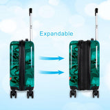 Skateboard Dinosaur Kids Luggage 2PC Set: Airline - Approved Carry On Boys Suitcase with 360° Spinner Rolling Wheels, Includes Neck Pillow