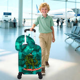 Skateboard Dinosaur Kids Luggage 2PC Set: Airline - Approved Carry On Boys Suitcase with 360° Spinner Rolling Wheels, Includes Neck Pillow