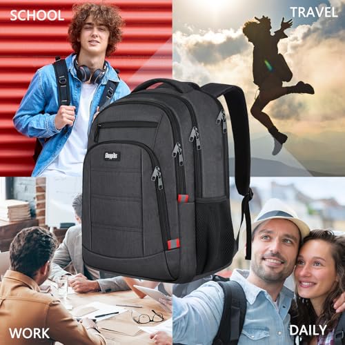 Skaypibs Backpack for Men,School Backpack for boys teens,Travel laptop backpack with Reinforced Straps,Water Resistant business Work college bookbag,book bag Fits 15.6 Inch,Black Back Pack