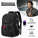 Skaypibs Black Backpack for Men Women, School Backpack for Boys Teens, 15.6 Inch Laptop Backpacks with USB Port, Water Resistent book bag, Work College Student Bookbag,Travel back pack