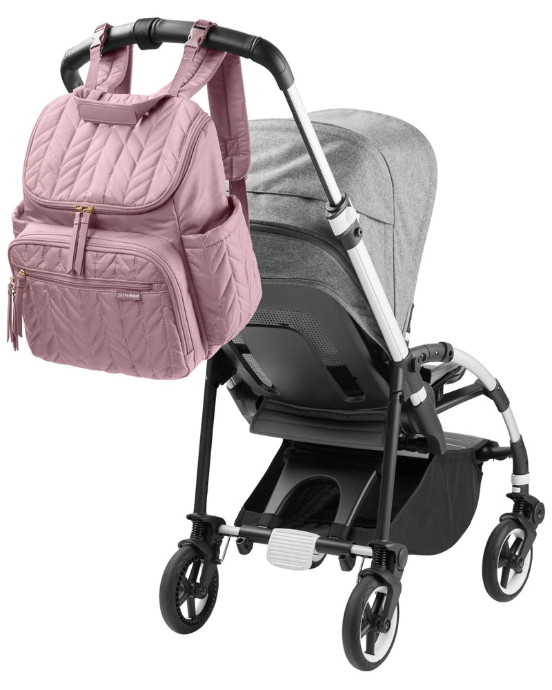 Skip Hop Diaper Bag Backpack: Forma, Multi - Function Baby Travel Bag with Changing Pad & Stroller Attachment, Mauve Mist