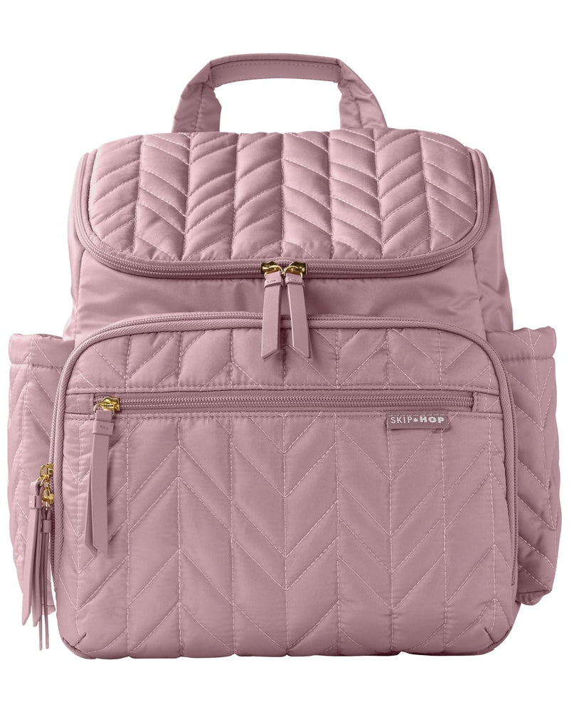 Skip Hop Diaper Bag Backpack: Forma, Multi - Function Baby Travel Bag with Changing Pad & Stroller Attachment, Mauve Mist