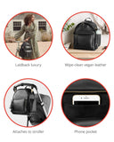Skip Hop Diaper Bag Backpack: Greenwich Multi - Function Baby Travel Bag with Changing Pad and Stroller Straps, Vegan Leather, Black