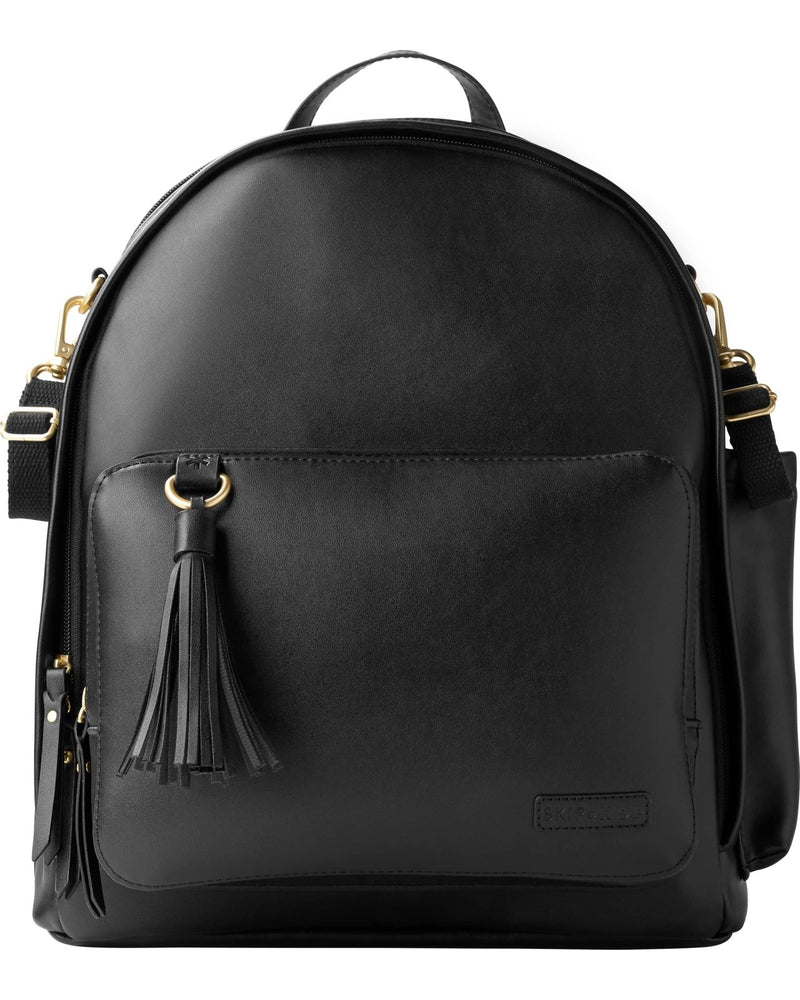 Skip Hop Diaper Bag Backpack: Greenwich Multi - Function Baby Travel Bag with Changing Pad and Stroller Straps, Vegan Leather, Black