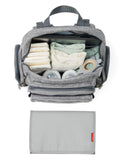 Skip Hop Diaper Bag Backpack with Portable Changing Pad, 9 Total Pockets, Easy - Access Wipes Pocket, Zippered Side Pocket, Luggage Sleeve & Stroller Straps, Fits a 15” Laptop, Luna, Heather Grey
