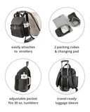Skip Hop Diaper Bag Backpack with Portable Changing Pad Adjustable Pocket for 30 oz. Tumblers 9 Total Pockets Insulated Packing Cubes Luggage Sleeve & Stroller Straps Fits a 14” Laptop Forma Next Oat