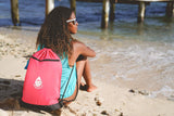 Skog Å Kust GymSak | Patented 2 - in - 1 Drawstring Cinch Bag with Removable Waterproof Dry Bag | Red