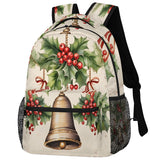 Skonsati Christmas Bell Leaf Large Backpack Fashion Travel Backapck for Business Women Men Casual Laptop Bag Waterproof Lightweight Cool Backpacks
