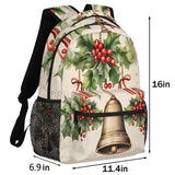 Skonsati Christmas Bell Leaf Large Backpack Fashion Travel Backapck for Business Women Men Casual Laptop Bag Waterproof Lightweight Cool Backpacks